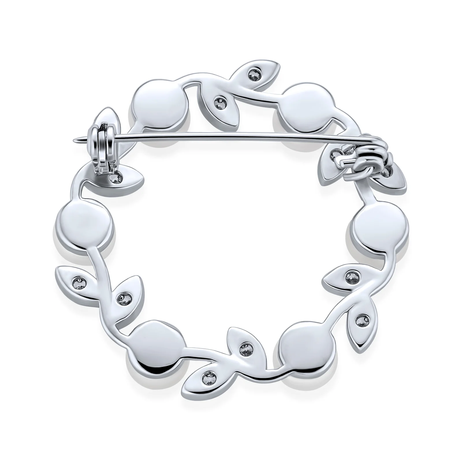 bling jewelry White Freshwater Cultured Pearl Circle Leaf Scarf Brooch Pin Sterling