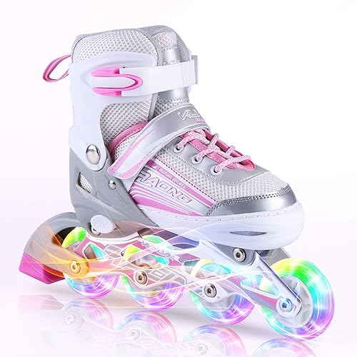 Kuxuan skates Kuxuan Inline Skates Adjustable for Kids,Girls Skates with All Wheels Light up,Fun Illuminating for Girls and Ladies