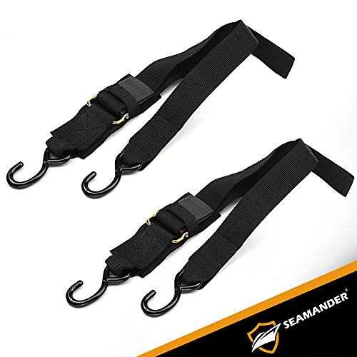 Seamander Marine Boat Trailer 2 inch Trailer Transom Tie-Down Straps (Black, 2-Piece)