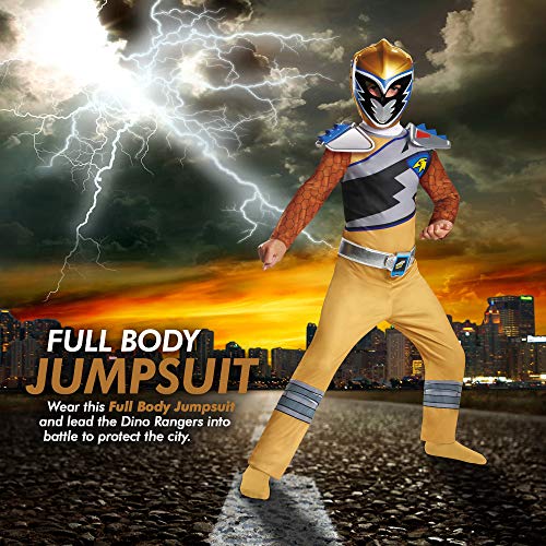 Disguise Gold Power Rangers Costume for Kids. Official Licensed Gold Ranger Dino Charge Classic Power Ranger Suit with Mask for Boys &a; Gi