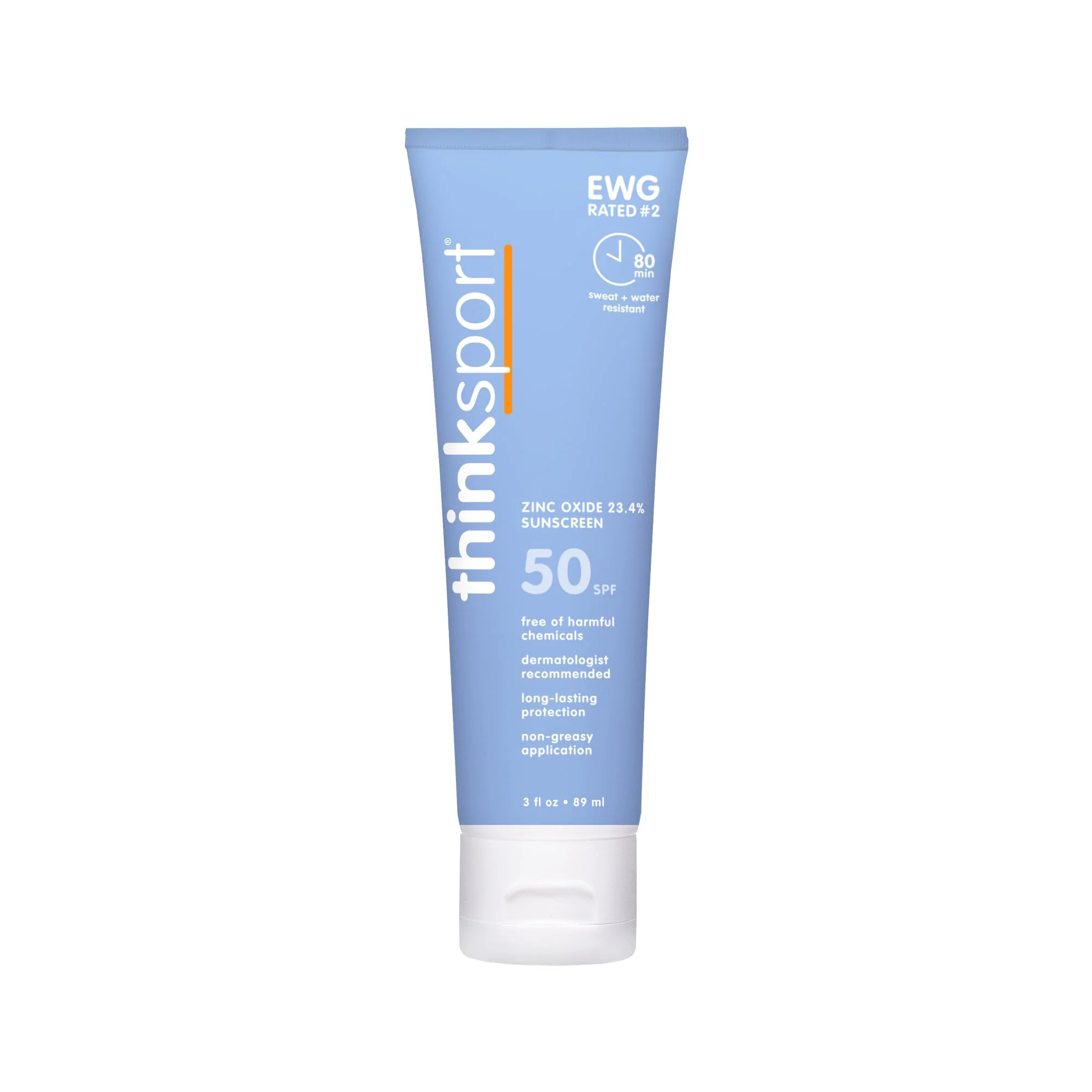 Thinksport SPF 50+ Mineral Sunscreen - Safe, Natural Sunblock for Sports &a; Active Use - Water Resistant Sun Cream -UVA/UVB Sun P