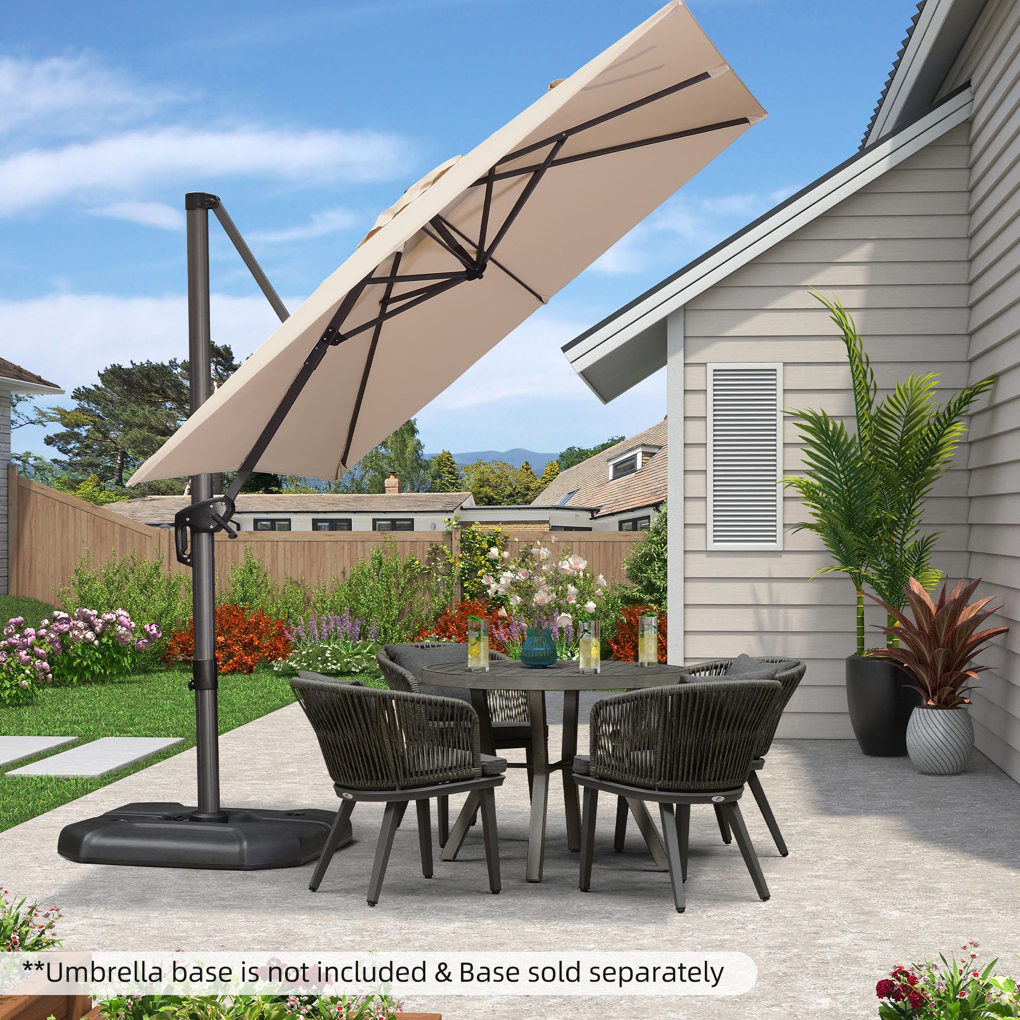 PURPLE LEAF 8 Feet Patio Umbrella Outdoor Cantilever Square Umbrella Aluminum Offset Umbrella with 360-degree Rotation for Garde