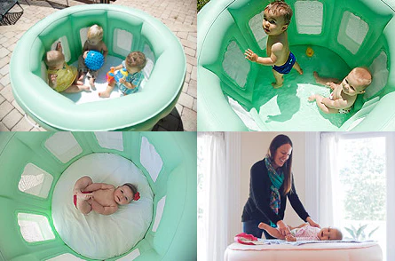 Swim Central 4-in-1 Room to Grow Portable Green Inflatable Baby Play Yard