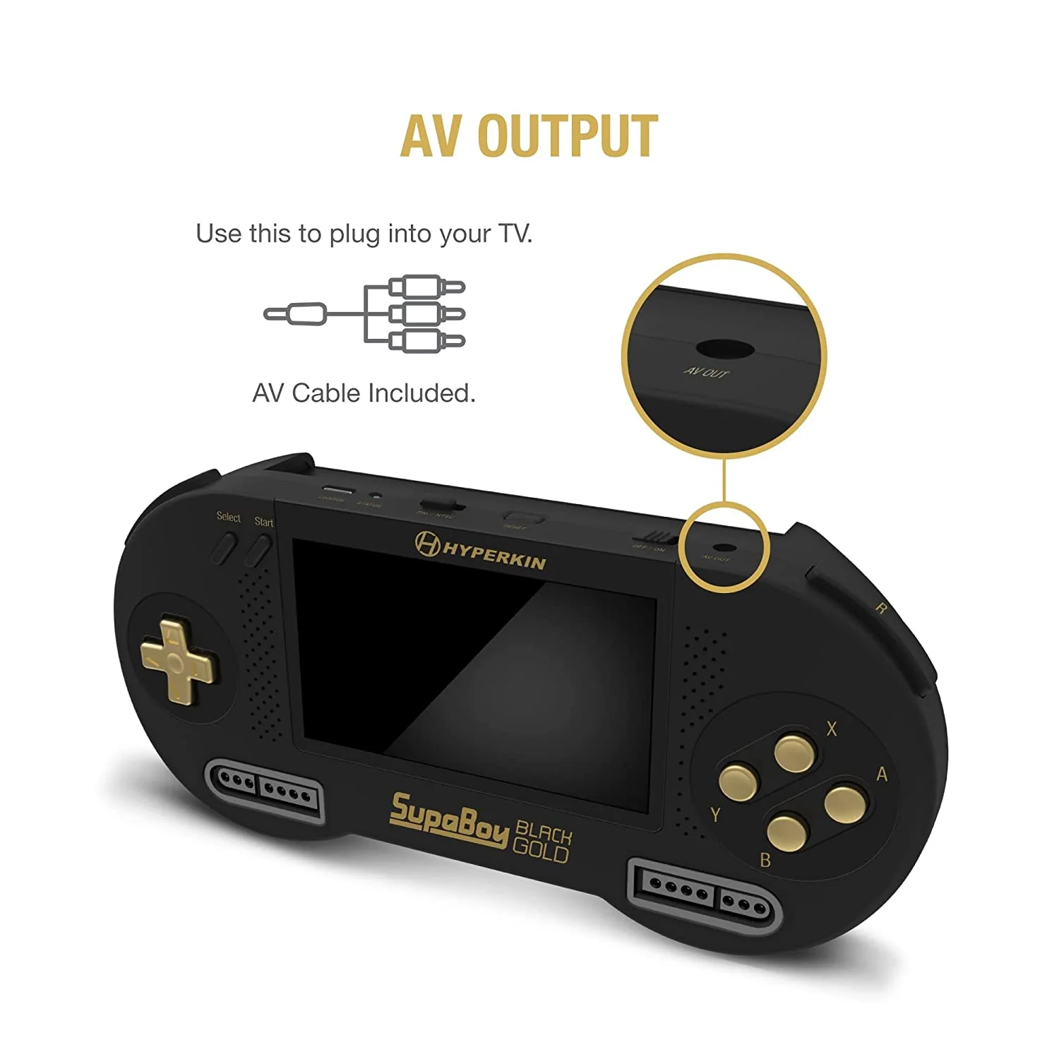 Hyperkin SupaBoy Portable Pocket Console For Super NES / Super Famicom Black Gold M08889-BKC