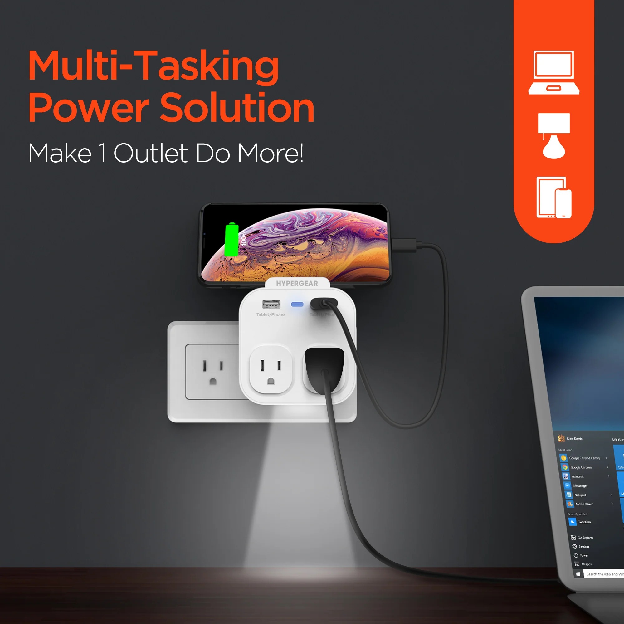 HyperGear Wall Adapter Power Strip