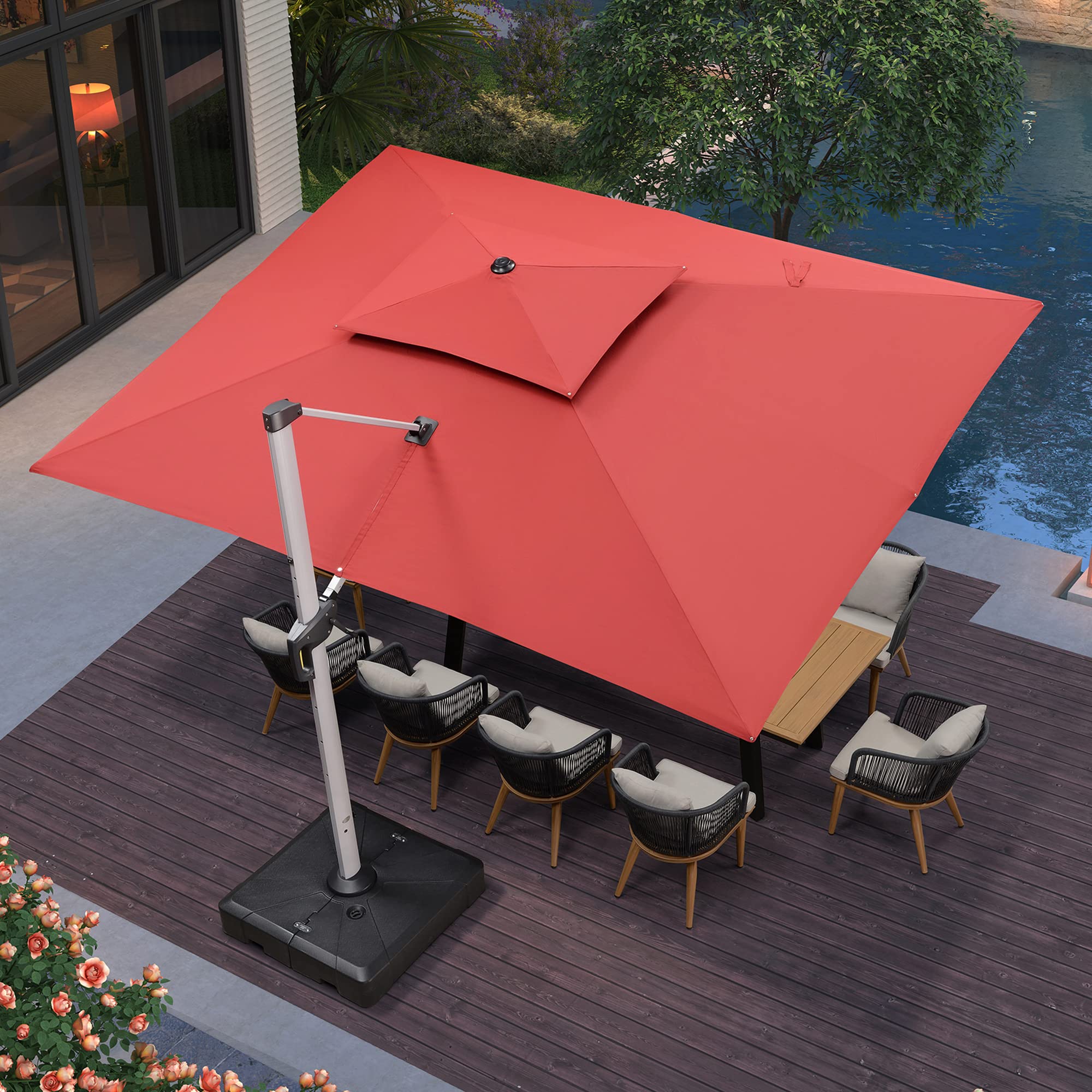 Purple Leaf 10 X 13 Patio Umbrella Outdoor Rectangle Umbrella Large Cantilever Umbrella Windproof Offset Umbrella Heavy Duty Sun