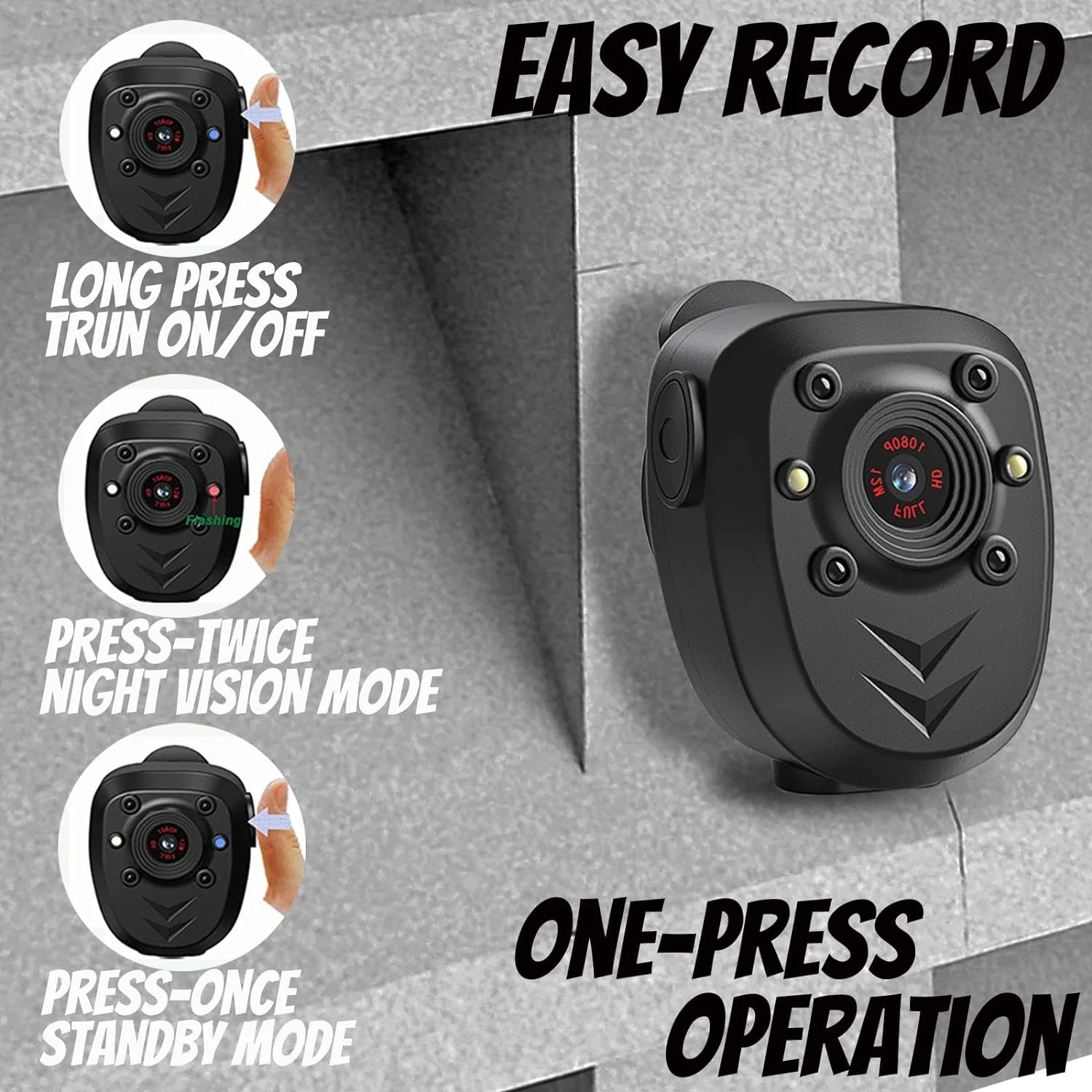 KSADBOSSBO Mini Body Camera Video Recorder Built-in 128GB Memory Card with Night Vision IR