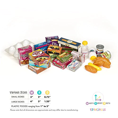 Play Circle by Battat – Pink Shopping Day Grocery Cart – Toy Shopping Cart with Pretend Play Food Items – Realistic Kitchen Acce