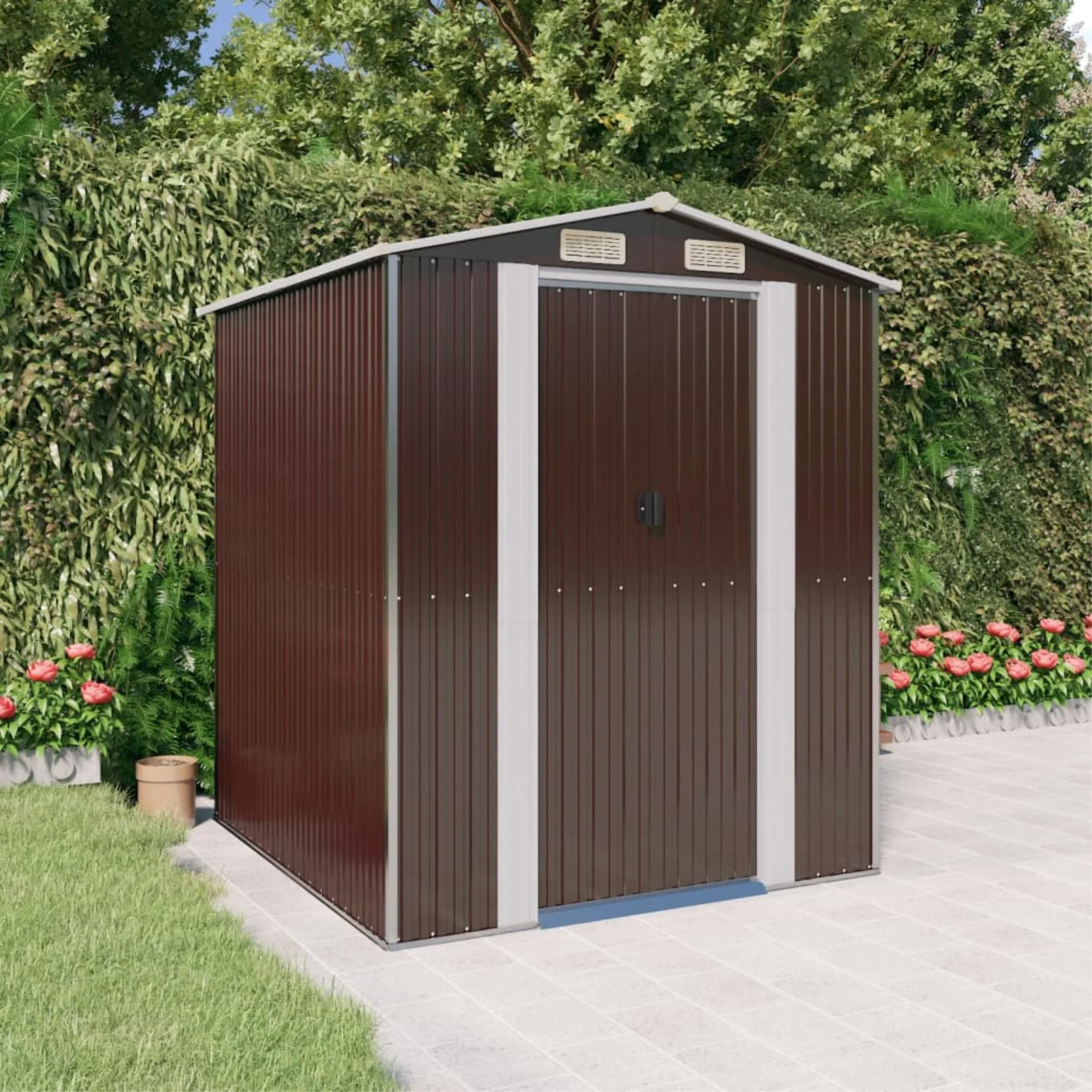 vidaXL Garden Shed Dark Brown 75.6
