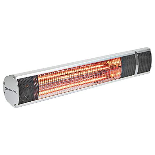 comfort zone czph20r outdoor and indoor patio heater - wall-mounted heating device with halogen tube and adjustable heat outp