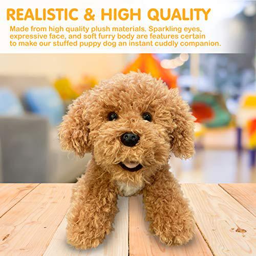 aurora labradoodle - plush stuffed animal puppy dog - adorable goldendoodle for gifts, emotional support, toy - golden brown