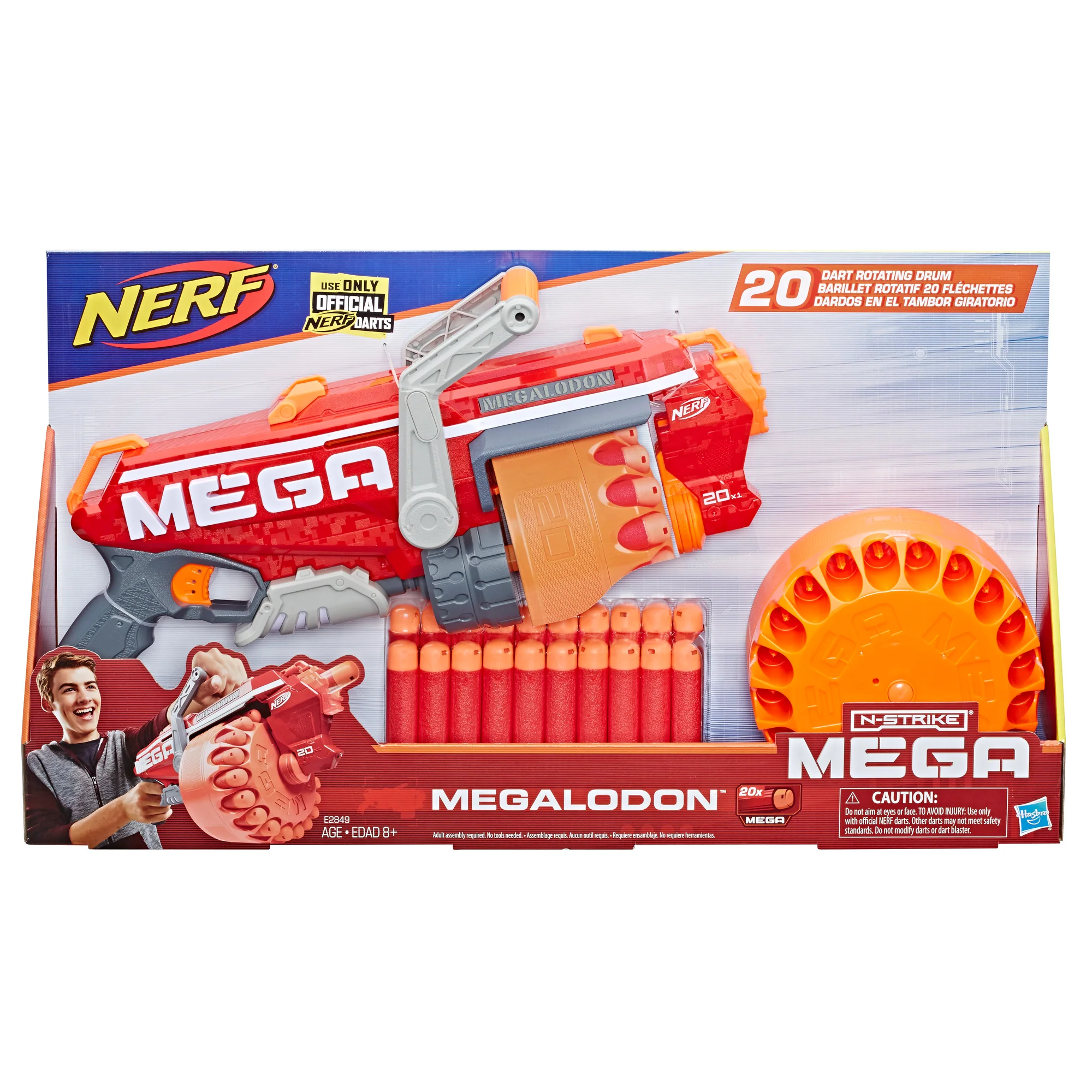 Nerf Megalodon N-Strike Mega Toy Blaster with 20 Official  Mega Whistler Darts