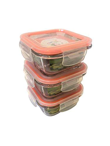 Portion Perfection bariatric portion control container/lunchbox/wls glass meal prep containers 3pk, weight loss, borosilicate glass. healthy eat