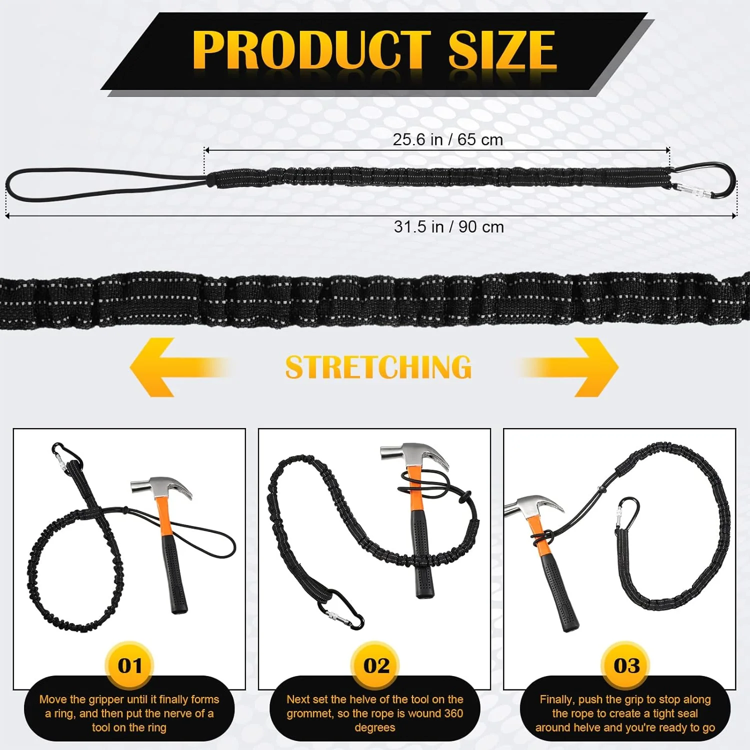LEIFIDE 6 Pack Tool Lanyard Tool Tether with Single Metal Buckle and Adjustable Loop End, Standard Length, Maximum Weight Limit 8KG/ 17