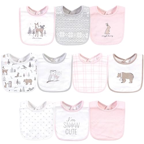 Hudson Baby Unisex Baby cotton Bibs, Winter Forest, One Size