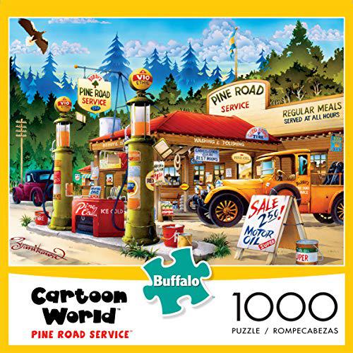 Buffalo Games &a; Puzzles buffalo games - cartoon world - pine road service - 1000 piece jigsaw puzzle red, brown, green, yellow, 26.75
