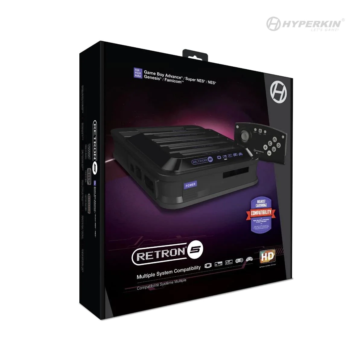 Classic Game Hyperkin RetroN 5 Retro for Nintendo NES SNES Sega Genesis Gameboy Games Black M01688 BK