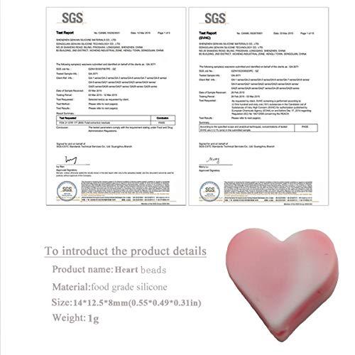 alenybeby 100pcs silicone heart beads 14mm silicone pearl beads for necklace diy mom jewelry accessories (mix color 100pcs)