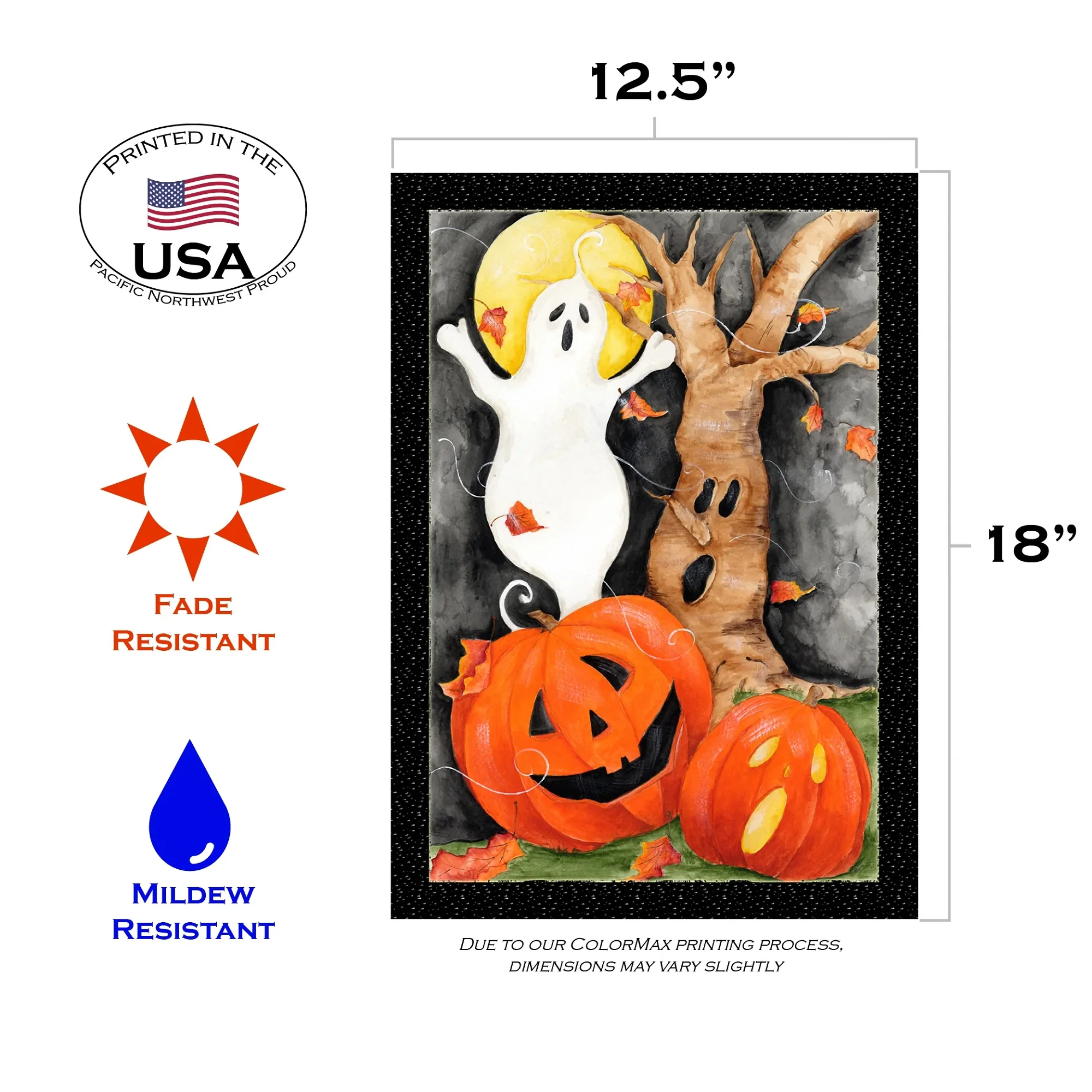 Toland Home Garden Halloween Jack-O-Lantern and Ghost Outdoor Garden Flag 18
