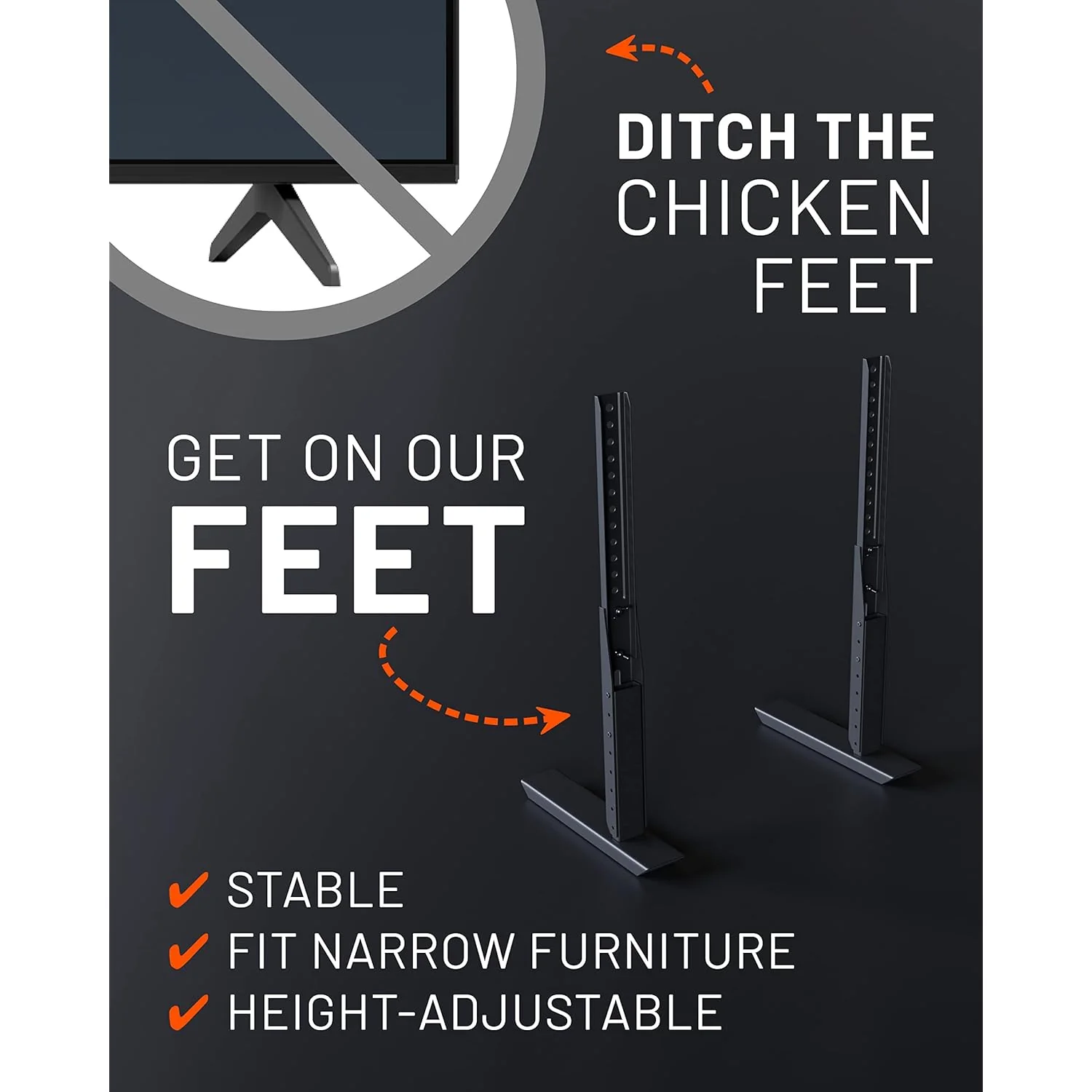 GCP Products Universal Large Stand - Height Adjustable Base For Tvs Up To 77