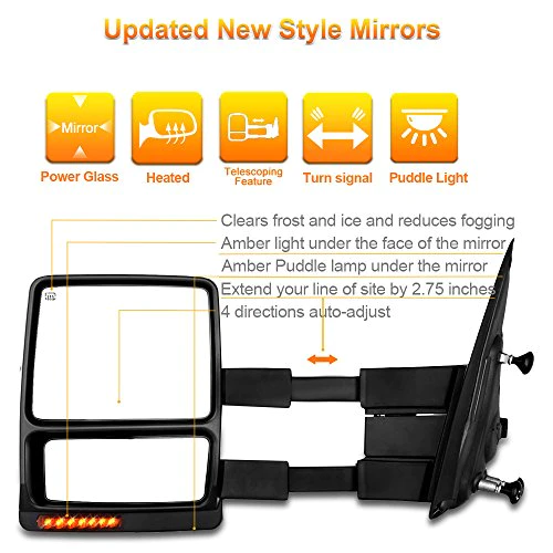 SCITOO Fit for 2004-2006 for Ford for F150 Truck Driver/Passenger Side Mirror Power Heated Turn Signal Light Towing Mirrors Pair