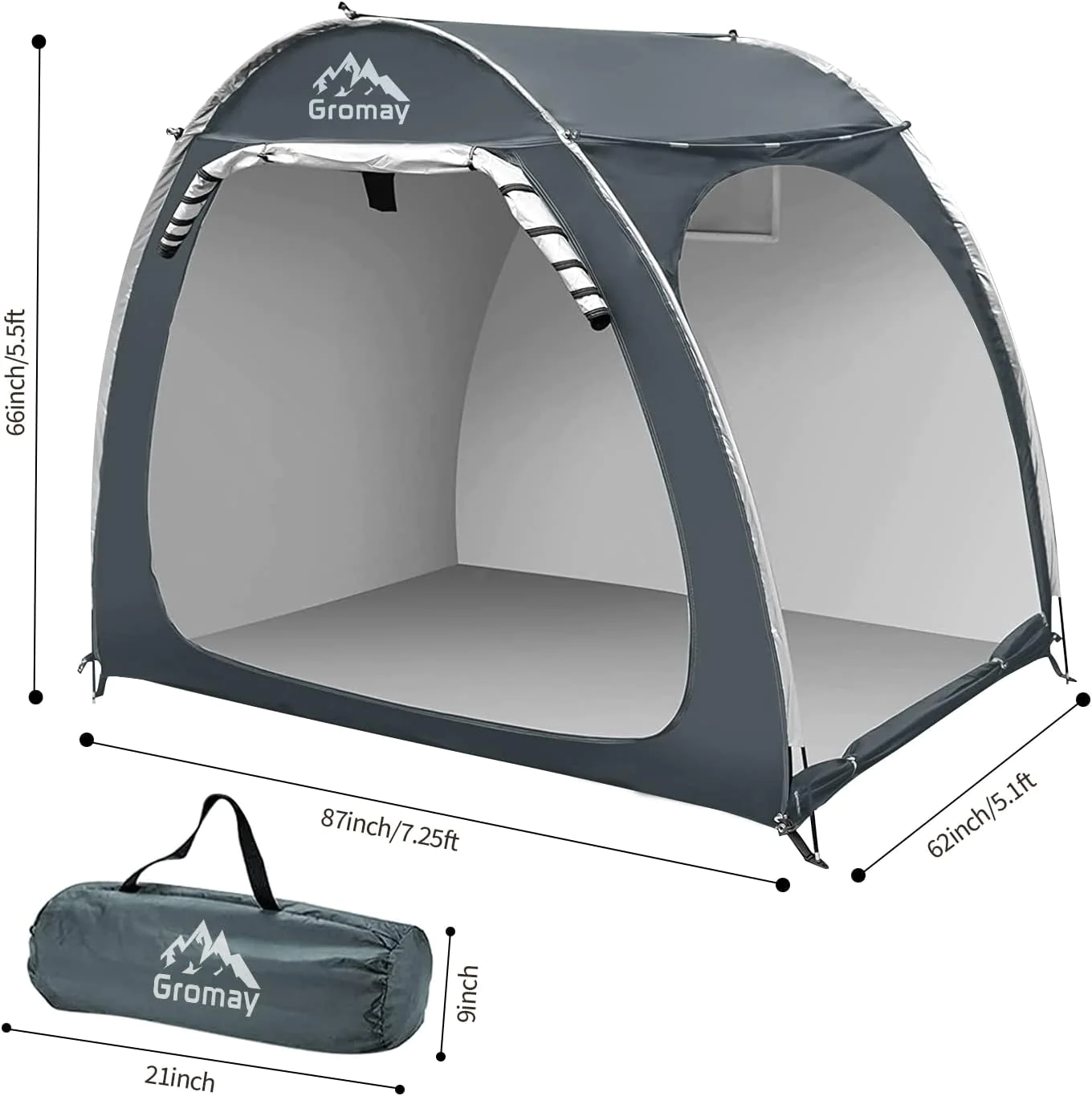 gromay Outdoor Bike Storage Tent, Portable Bicycle Motorcycle Storage Shed for 4 Bikes, Waterproof Silver Coated Oxford Bike Cover, Fo