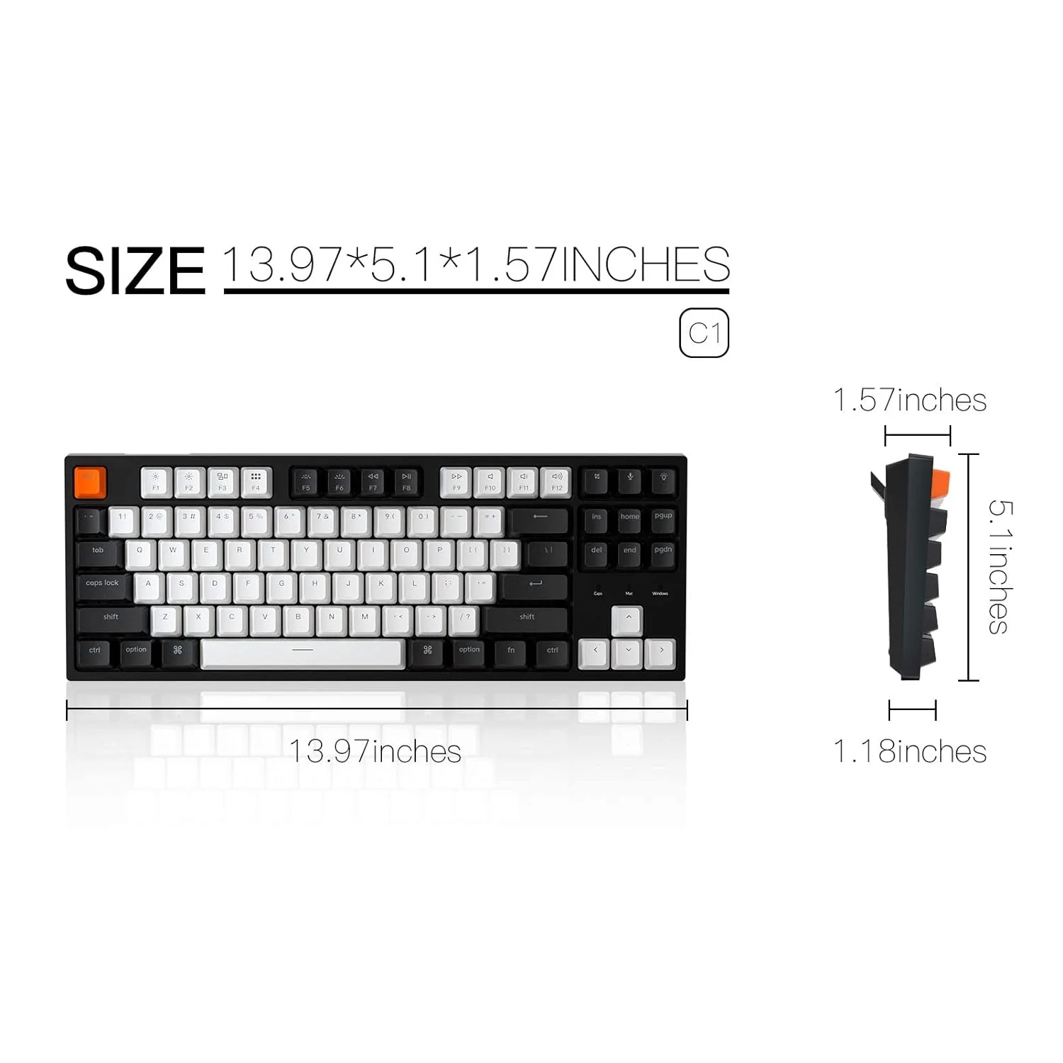 Zell Electronics Zell C1 Mac Layout Wired Mechanical Keyboard, Gateron G Pro Brown Switch, Tenkeyless 87 Keys Abs Keycaps Computer Keyboard Fo…