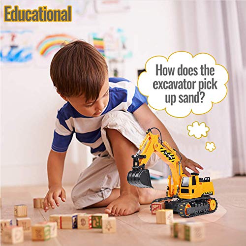 Double E Remote Control Excavator Toy 2 Batteries Digger Hydraulic Construction Vehicles Rc Trucks Toys For Boys Girls Kids 3 4
