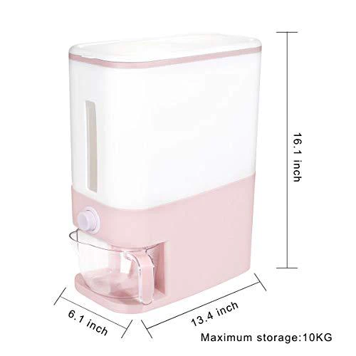 bbg 20 lbs rice dispenser, plastic food stroage container, large food storage container storage with lid, moisture proof hous