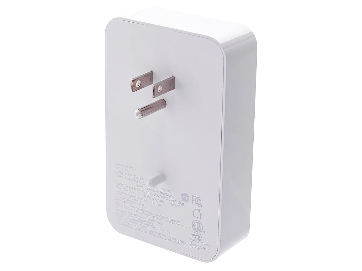 Monoprice 2-Outlet Wall Tap Power Strip w/ USB-C PD 50W + 20W PD Laptops Mobiles