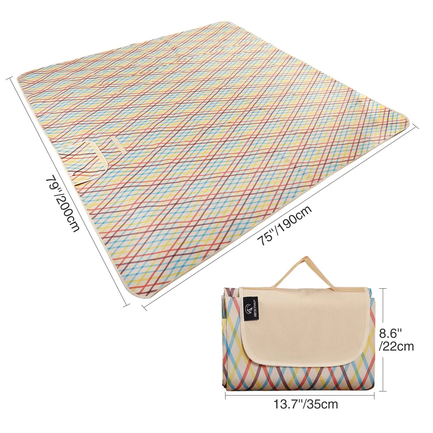REDCAMP Extra Large Picnic Blanket Waterproof Sandproof, Durable Oxford Foldable Picnic Mat Outdoor Blanket for Lawn Park Beach