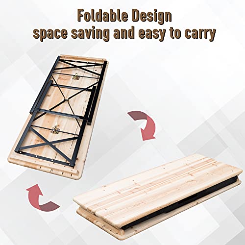 Outsunny 6 Wooden Outdoor Folding Patio Camping Picnic Table Set with Benches and Easy Set Up