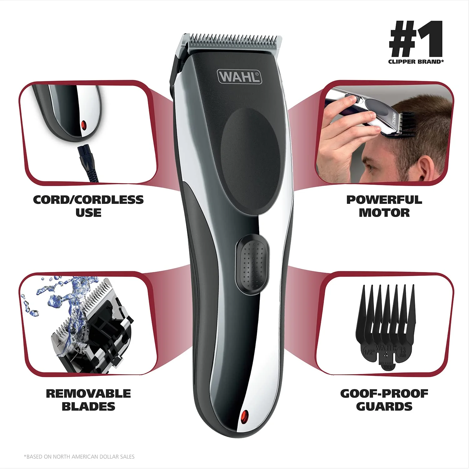 Wahl Clipper Rechargeable Cord/Cordless Haircutting &a; Trimming Kit for Heads, Longer Beards, &a; All Body Grooming - Model 79434