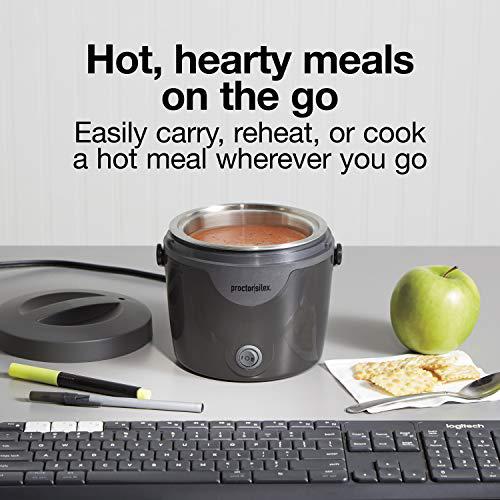 proctor silex portable electric lunch box food heater and 20 oz meal warmer with built-in carry handle, high and low heat set