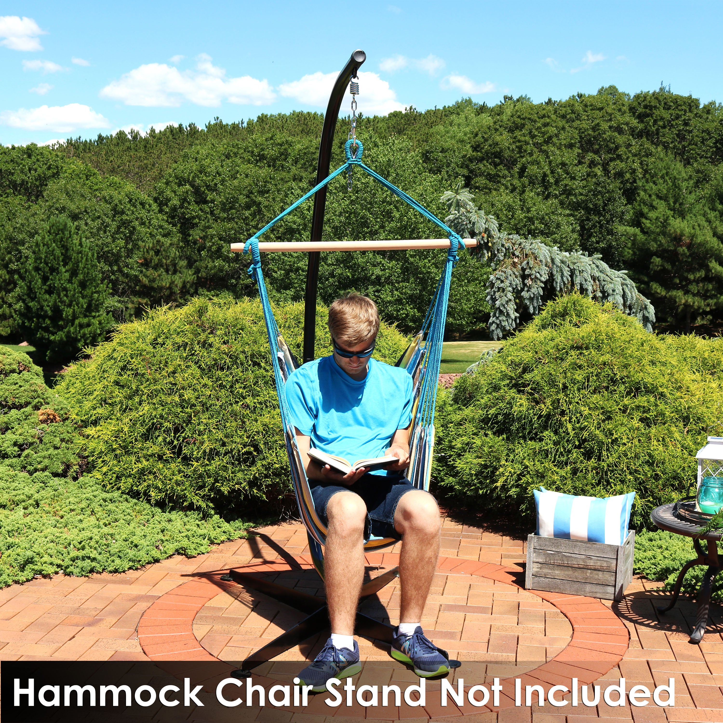 Sunnydaze Decor Outdoor Hanging Hammock Chair Swing with 2 Cushions - Ocean View
