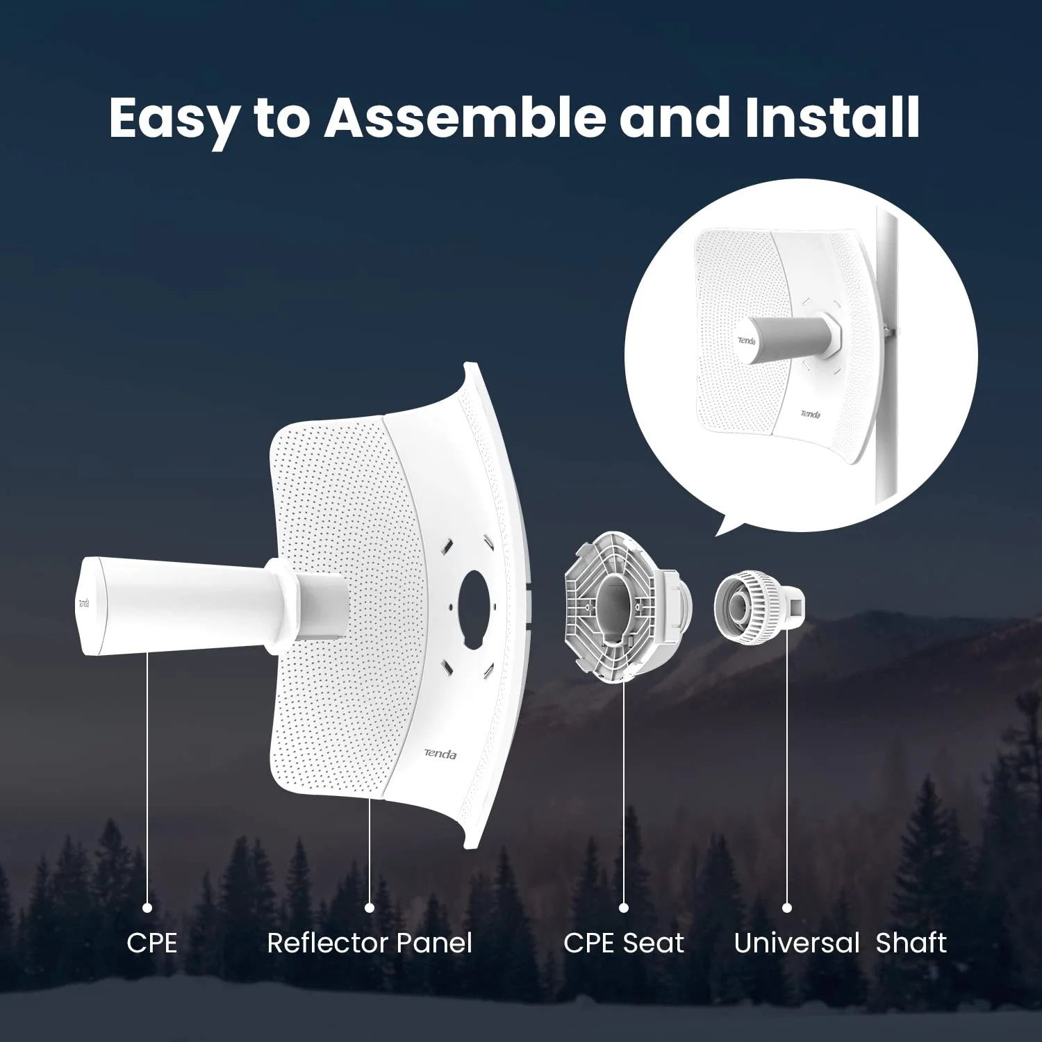 Tenda Outdoor Access Point 433 Mbps, Long Range Smart Manage Outdoor CPE 5GHz, Point to Point Wireless Bridge 23 dBi Transmis…