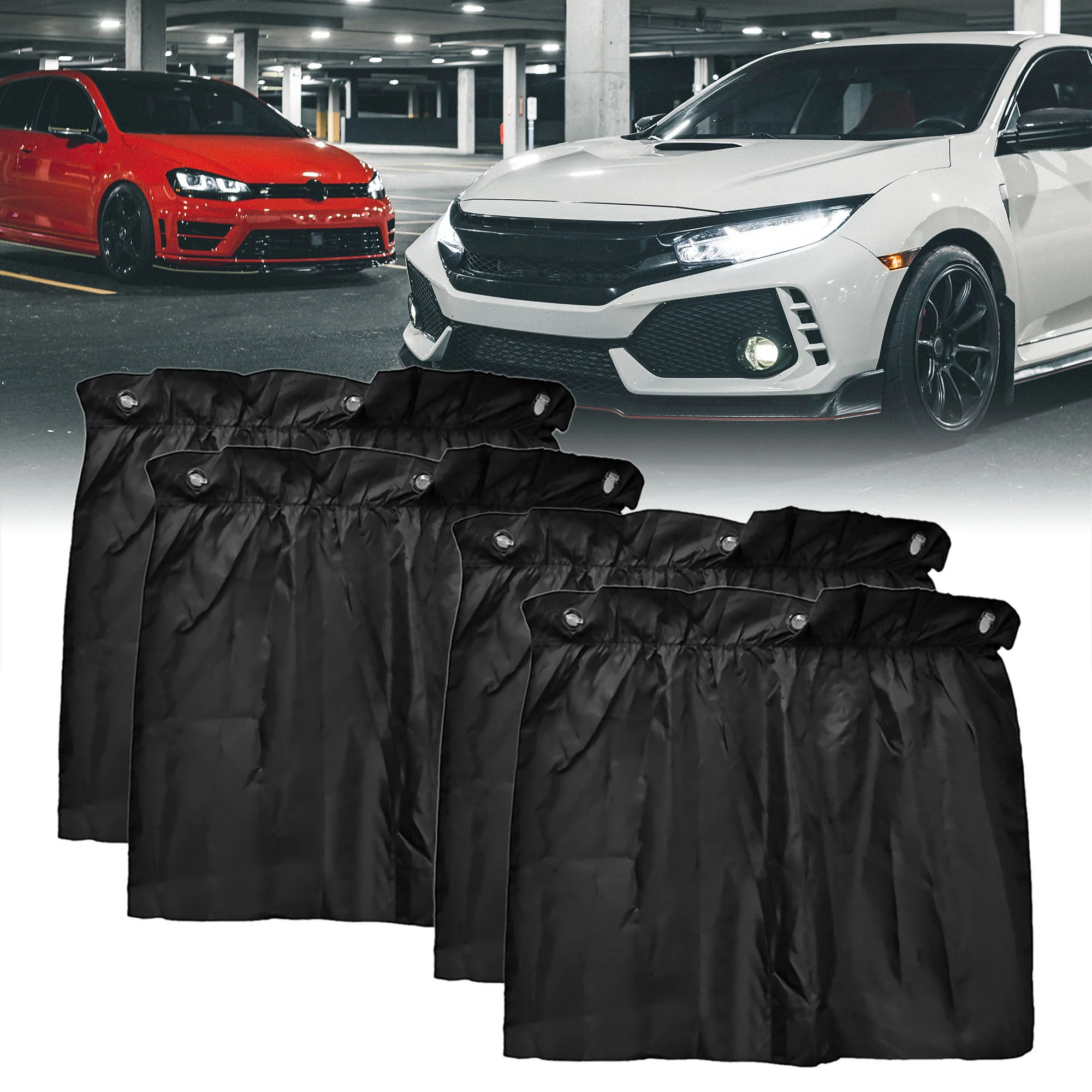 Unique Bargains 4pcs Car Sun Shade Side Window Curtain Adjustable UV Protection Accessories