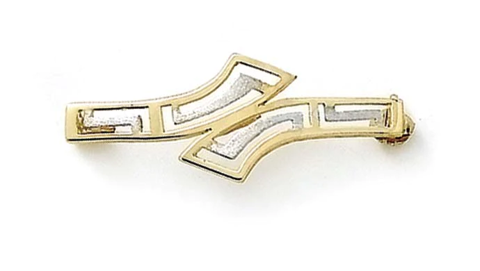 Jewelryweb 14k Two-Tone Geometric Bypass Pin