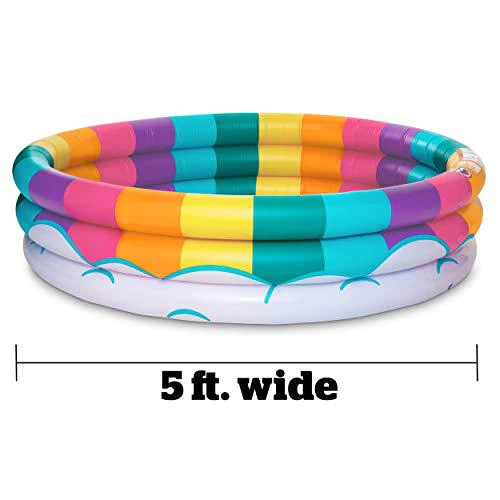 bigmouth inc inflatable rainbow kiddie pool, durable plastic baby pool, summer fun swim pool for kids