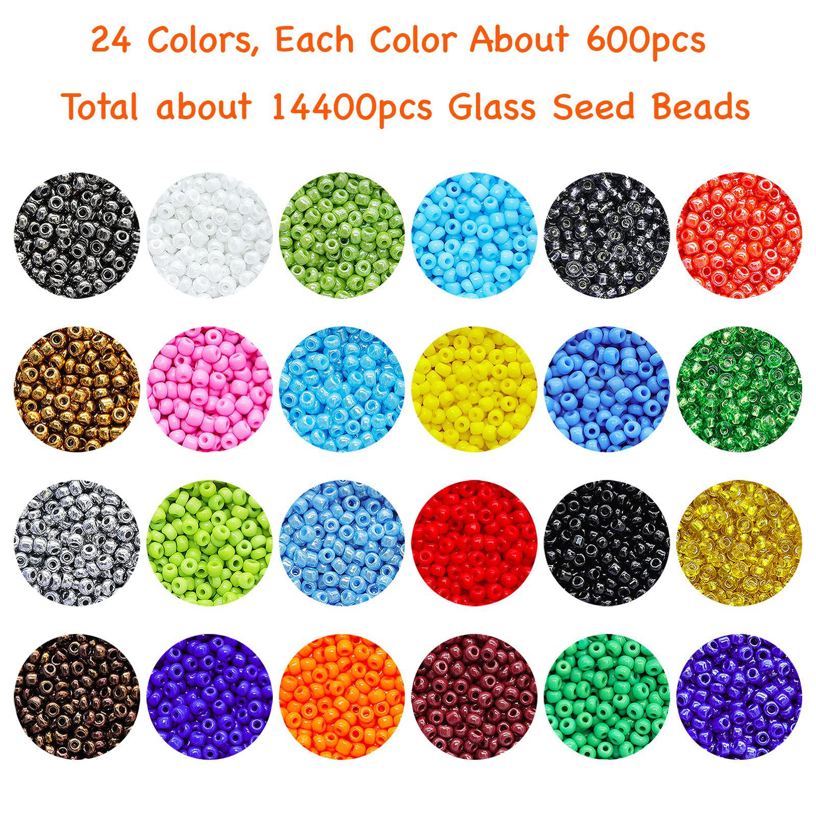 bala&a;fillic glass seed beads 11/0 seed beads about 15600pcs in box 24 multicolor assortment craft seed beads for jewelry maki