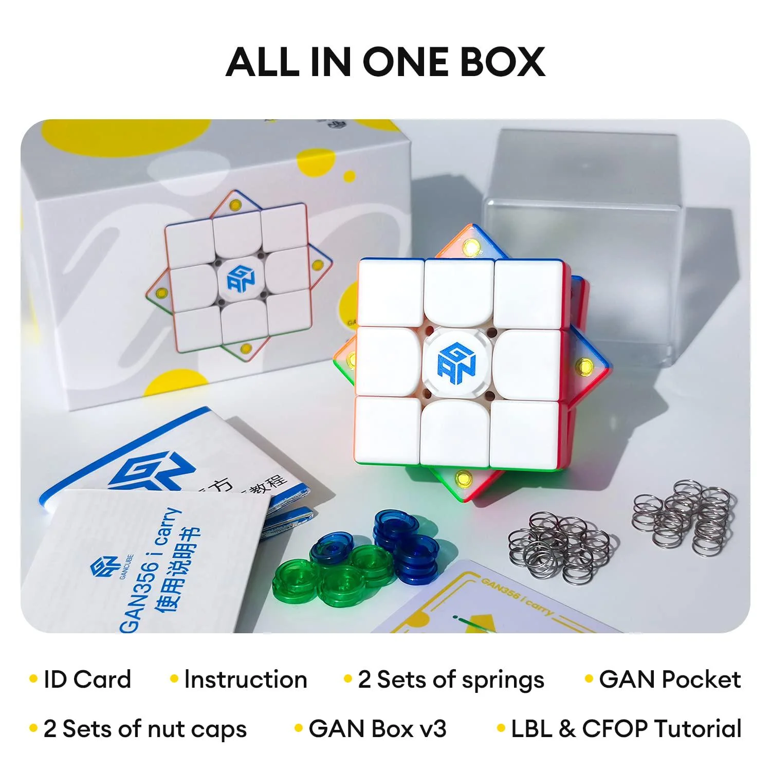 gan 356 i carry stickerless cube, gan smart cube 3x3 speed cube intelligent tracking timing movements steps with cubestation