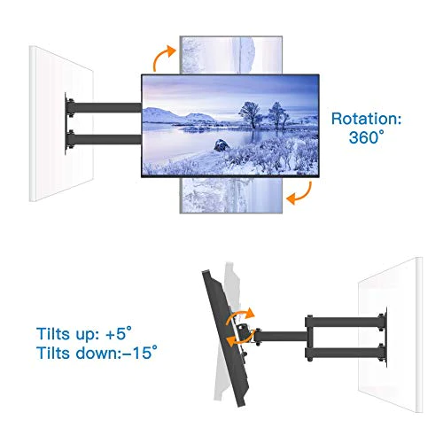 EVERVIEW Full Motion TV Monitor Wall Mount Bracket Articulating Arms Swivel Tilt Extension Rotation for Most 13-40 Inch LED LCD
