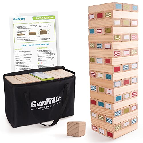 Giantville Giant Tumbling Timber Toy - Premium Pine Wood Life-Size Blocks Tower - Big Floor/Board Indoor/Outdoor Yard Game for K