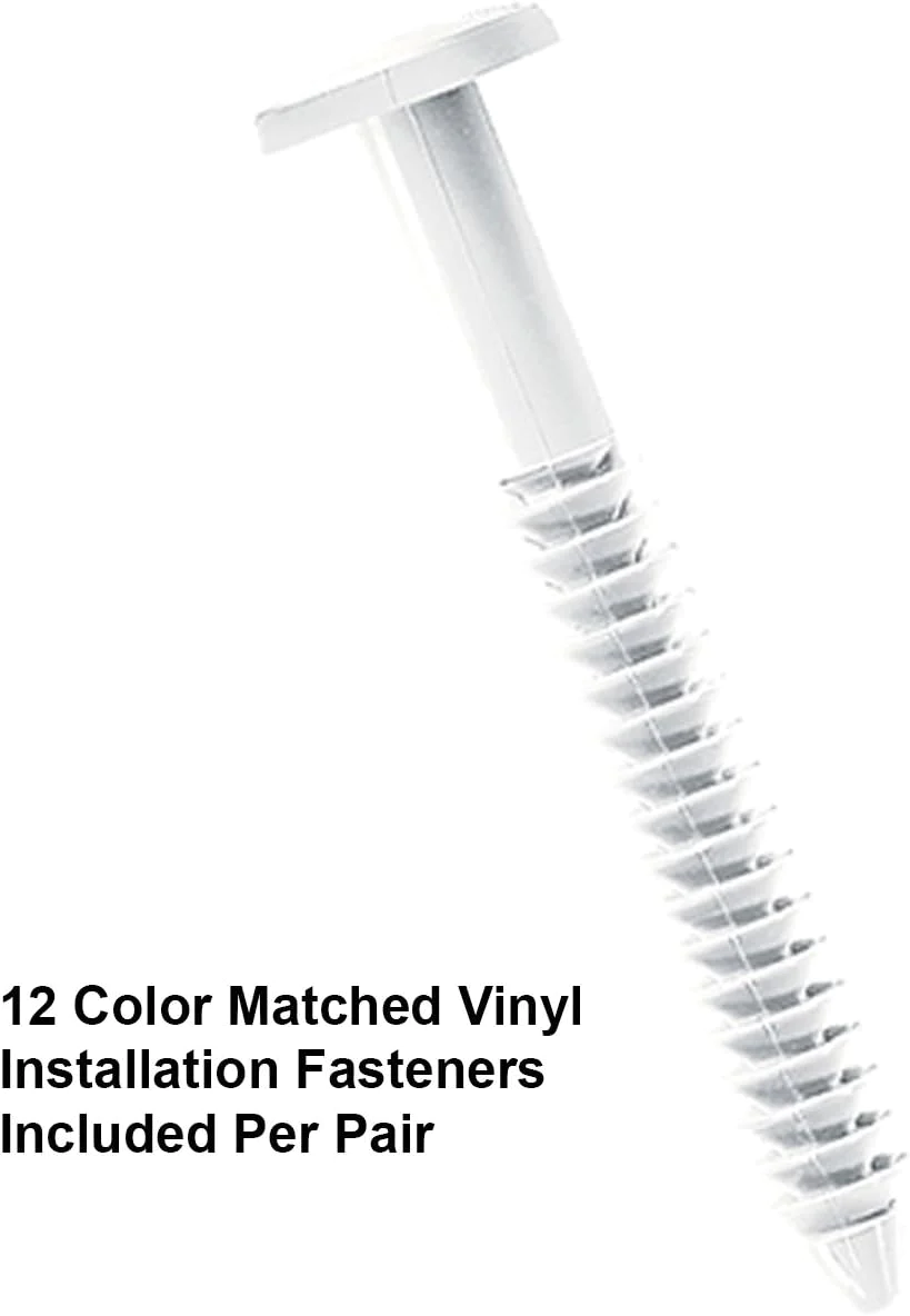 Perfect Shutters, Inc. 15 Inch x 63 Inch Standard Louver Exterior Vinyl Window Shutters, White (Pair)