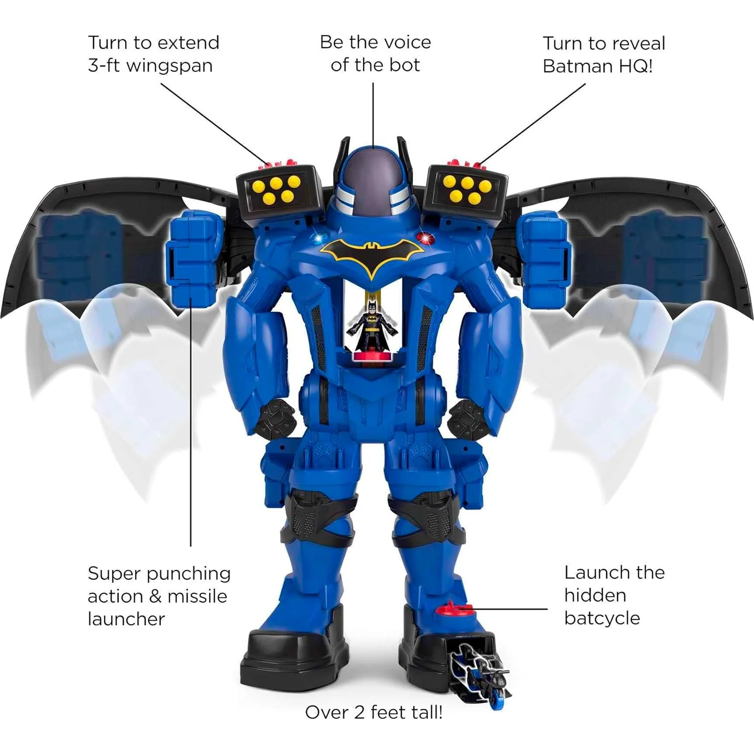 GCP Products Imaginext Dc Super Friends Batman Robot Playset, Batbot Xtreme, 30 Inches Tall With Figure And 11 Play Pieces For Preschool K…