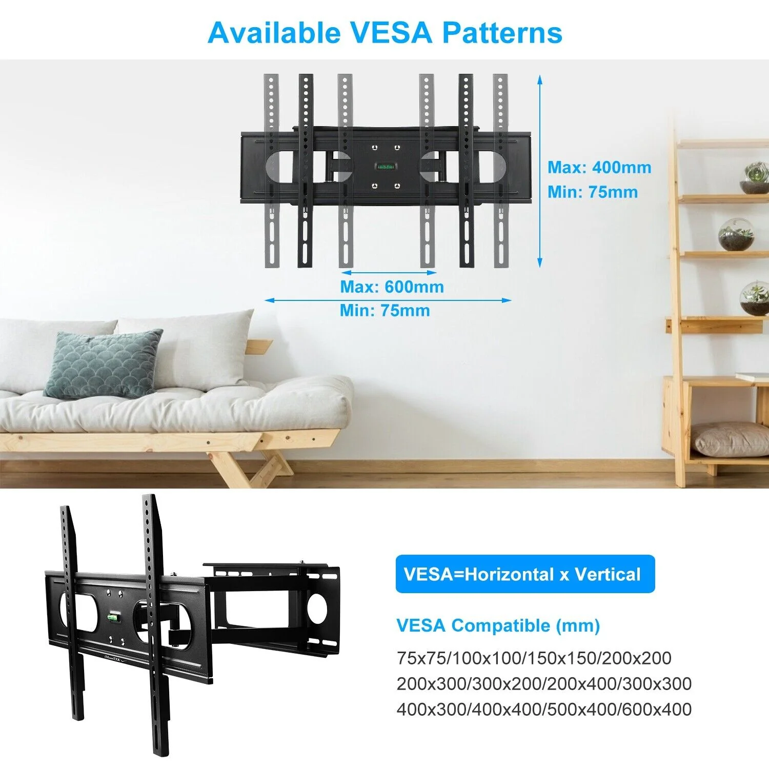 Great Choice Products 37-70”Full Motion Articulating Tv Wall Mount Bracket Tilt Tvs Support To 99Lbs