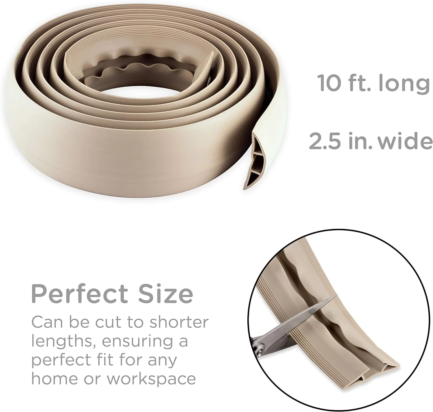 GE Cordinate 10 ft Cord Cover Floor, Cord Protector, Cord Management, Cord Concealer, Cable Hider and Cable Raceway, Extension Cor