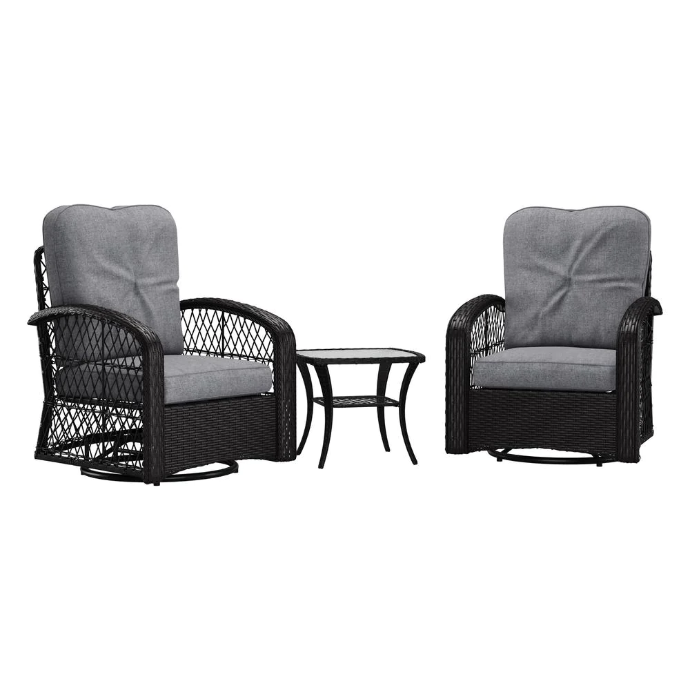 CorLiving Maybelle Swivel Patio Chairs Set, 3pc