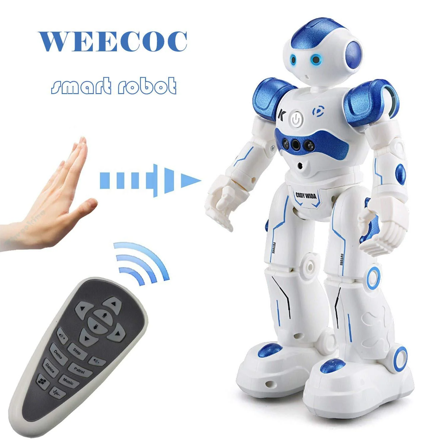 weecoc rc robot toys gesture sensing smart robot toy for kids can singing dancing speaking christmas birthday gift (white)