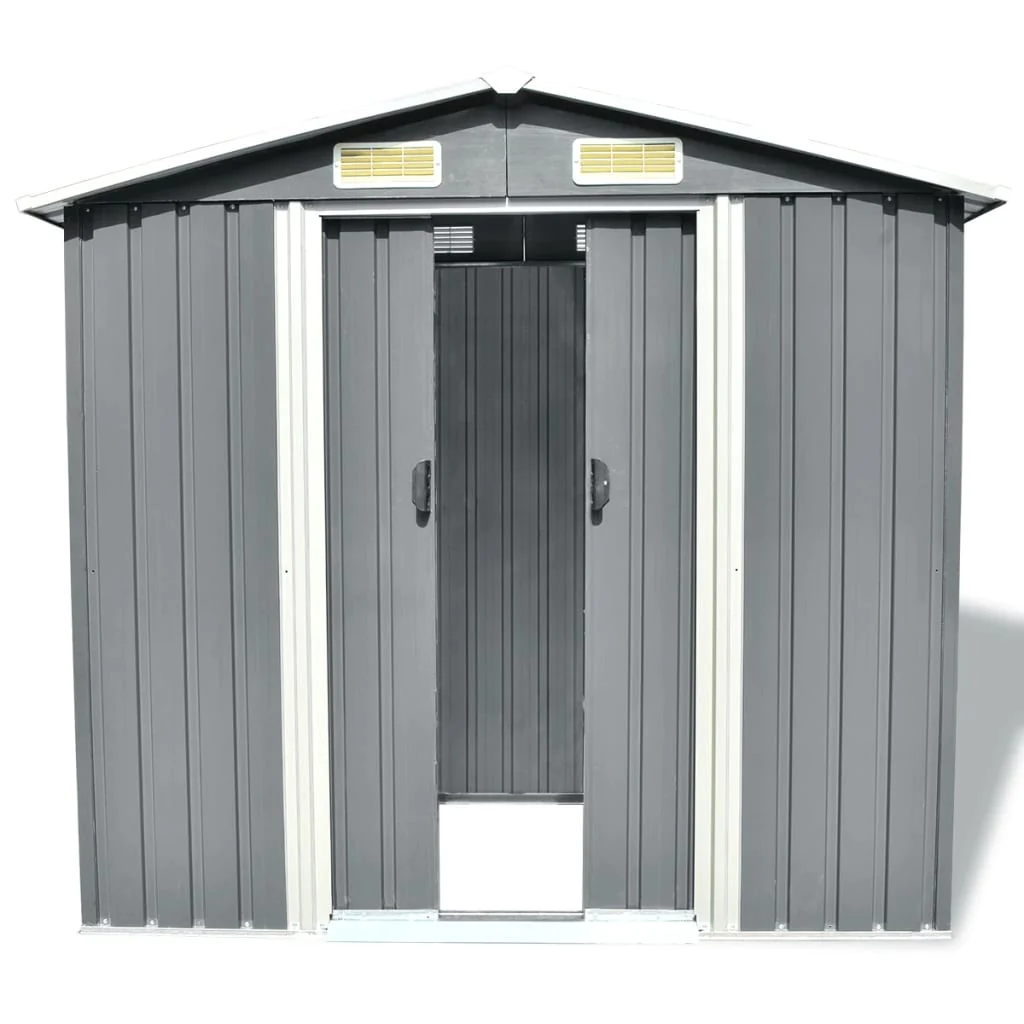 vidaXL Garden Storage Shed Gray Metal 80.3